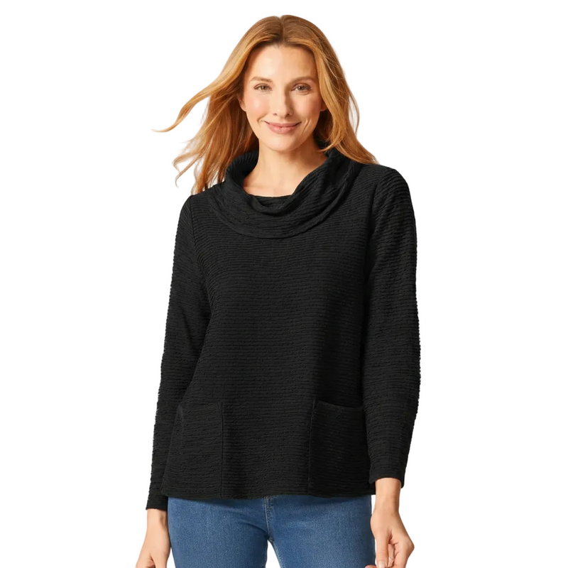 Textured Cowl Neck Pocket Top - 16010 - Size XS Only!