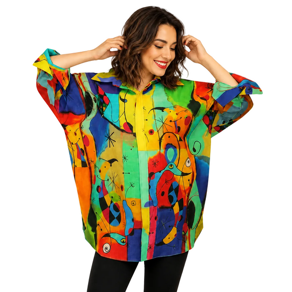 Miro Inspired Cotton Big Shirt in Multi - FCBS178-MI
