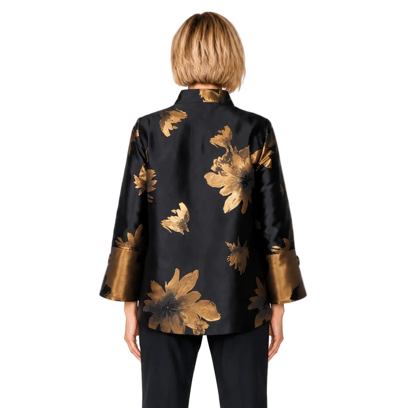 Just In! Metallic Gold Floral Jacquard Statement Jacket - 8207J