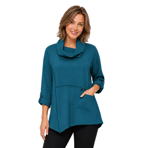 Soft Cotton Knit Cowl-Neck Tunic - HC201