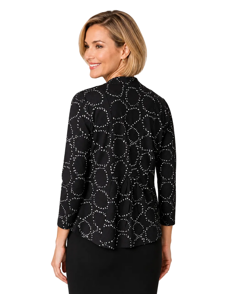 Dotted Circle Print Open-Front Jacket in Black & White - 55430 - Size XS Only!