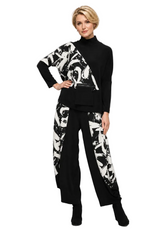 Artful Abstract Colorblock Top in Ivory/Black - 7580T-IV