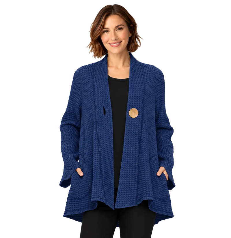 One-Button Textured Waffle Jacket - BW117