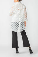 Just In! Polka-Dot Semi-Sheer Long Blouse in White - 7032J-WHT