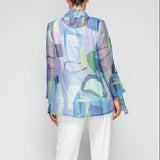 Colorful Abstract Mesh Shawl Collar Jacket  - 7036J
