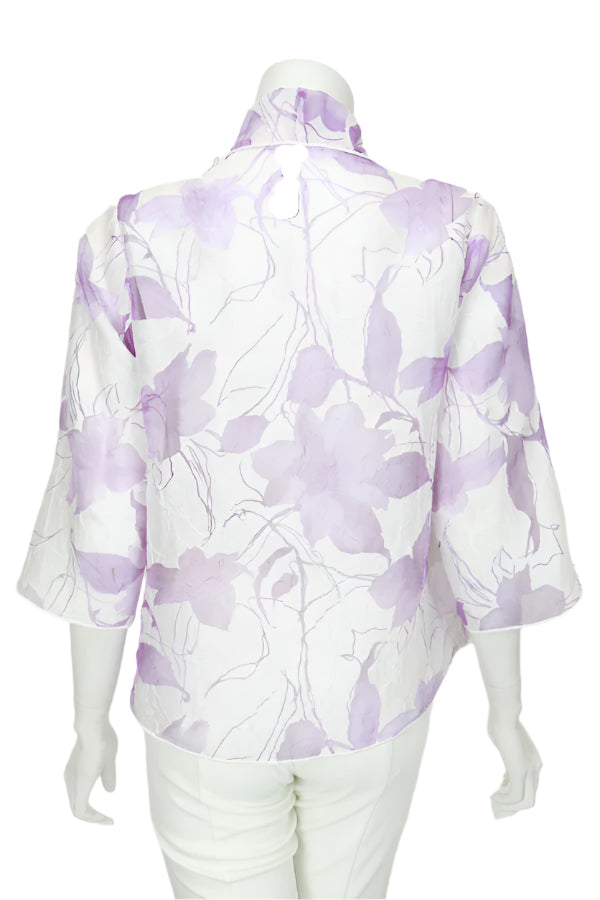 Just In! Sheer Floral Short Open Front Jacket in Purple - 7065J-PPL