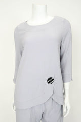 Textured One Button Top in Grey - 7067T-GRY