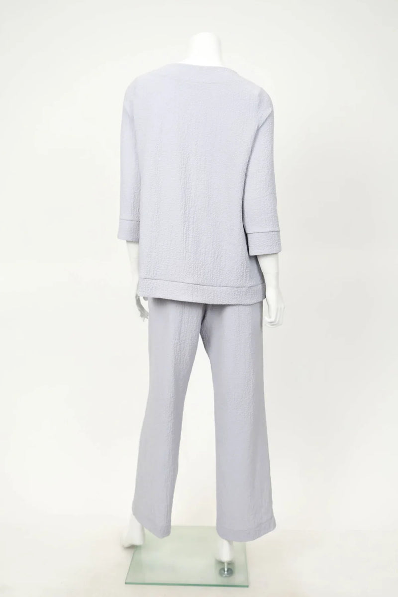 Textured One Button Top in Grey - 7067T-GRY