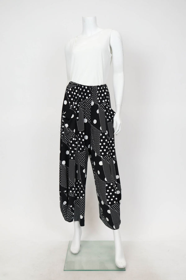 Polka-Dot Harem Pant in Black & White - 7072P