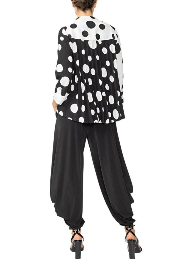 Just In! IC Collection Polka-Dot Asymmetric Jacket in Black & White - 7093J