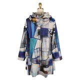 Modern Art-Print Hooded Flannel Coat in Multi - 4905