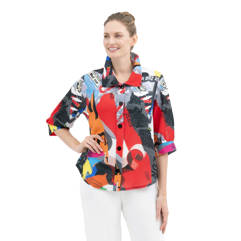 Colorful Collage-Print Blouse - 7115