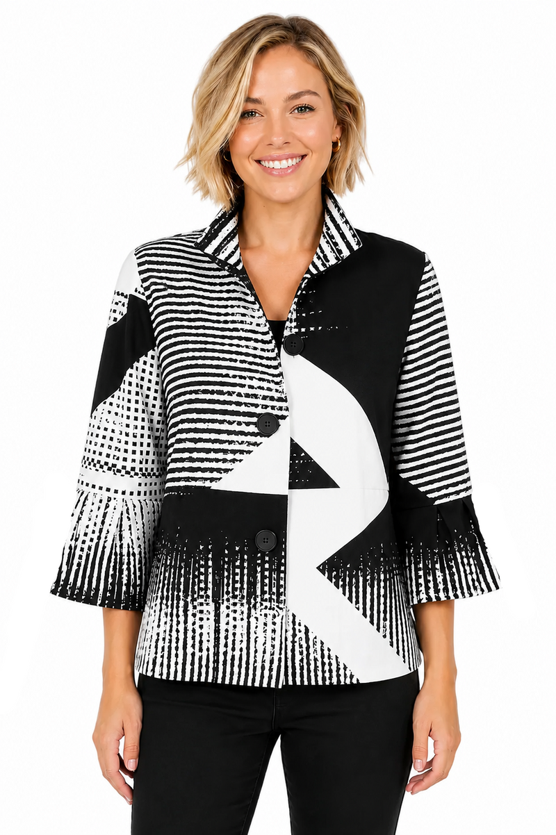 Artful Black & White Graphic Jacket - 5003-WT