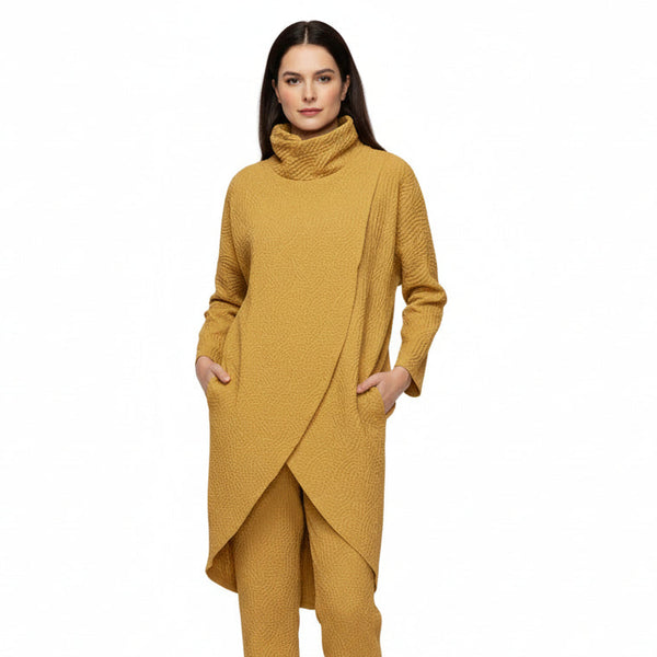 Long Jacquard Asymmetrical Tunic in Gold - 7133T-GLD