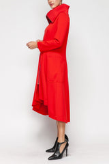 Wide Dramatic Collar Hi-Low Jacket in Red - 7142J-RED