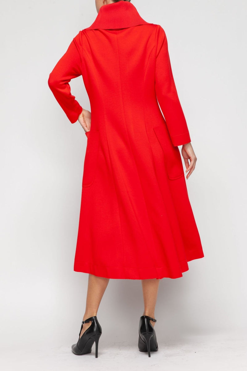 Wide Dramatic Collar Hi-Low Jacket in Red - 7142J-RED