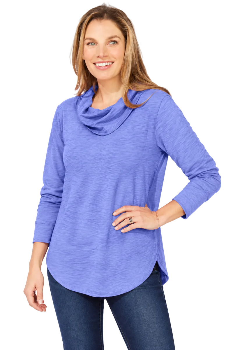 Soft Cotton Draped Cowl Neck Tunic - 10036