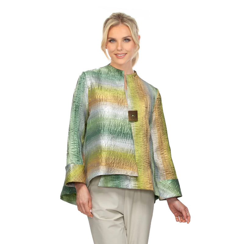 Stunning Metallic Asymmetric Jacket - 7518J-GRN