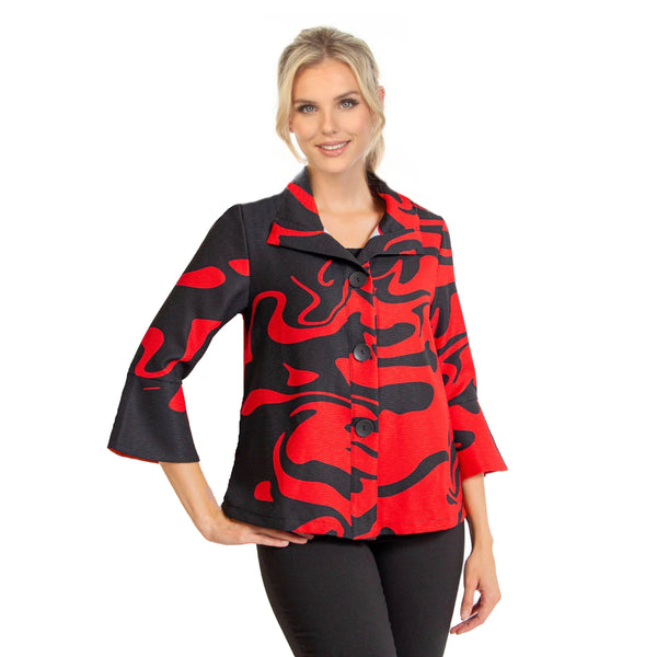 Marble Swirl-Print Short Jacket in Red - 4938-RD