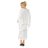 Laser Cut Poncho Top W/ Tassels in White - 4647T-WT