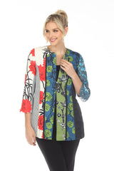 Multi-Print Floral Panel Jacket - 6166J