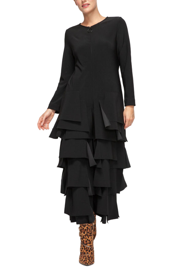 Tiered Cascading Jumpsuit in Black - 7232JS-BLK