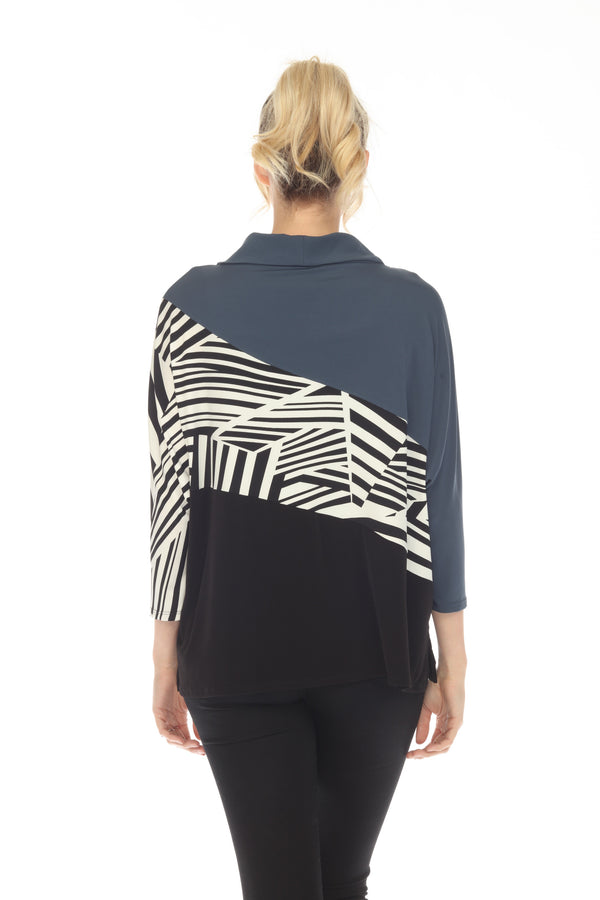 Colorblock Animal Print Tunic in Midnight - 4931T-MID - Sizes M & L