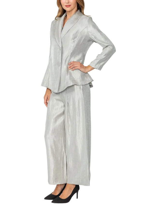 Elegant Shawl Collar Blazer in Silvery Taupe - 7250J