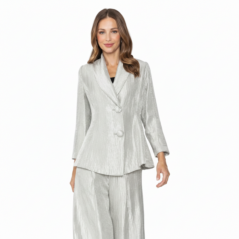 Elegant Shawl Collar Blazer in Silvery Taupe - 7250J