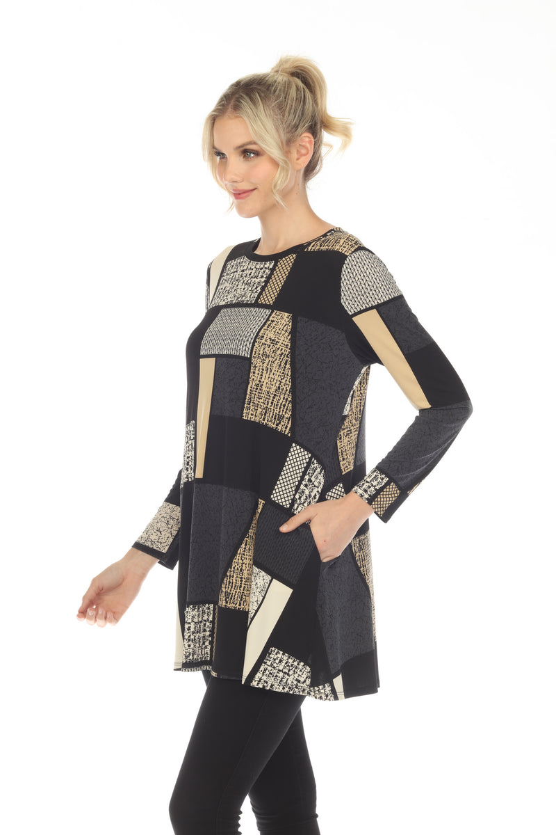 IC Collection Colorblock Tunic in Taupe/Multi - 4921T-TP - Size XL Only!