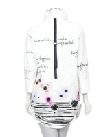 Floral & Script Print Zip Front Tunic Jacket - 7259B