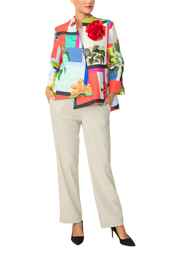 Just In! Colorblock Floral-Print Asymmetric Jacket in Multi - 7261J