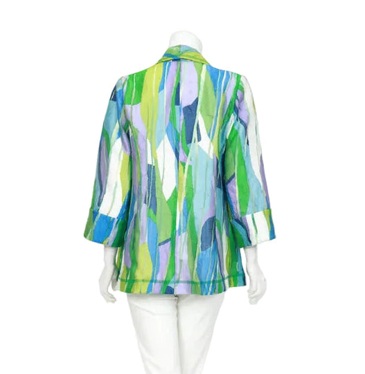 Semi-Sheer Abstract Print Open Front Jacket - 7271J-MLT