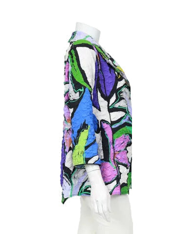 Textured Abstract Floral Jacket in Multi - 7291J