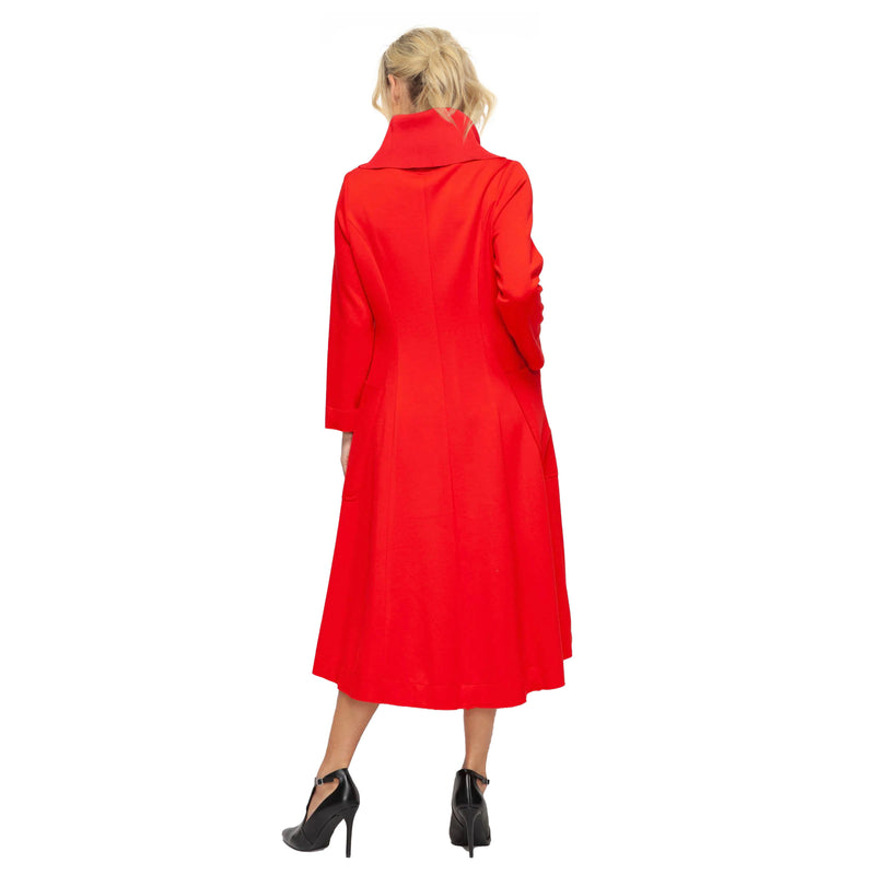 Wide Dramatic Collar Hi-Low Jacket in Red - 7142J-RED