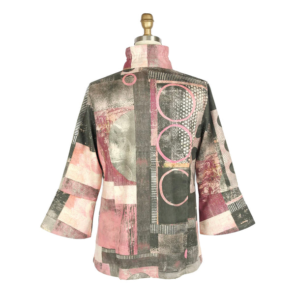 Damee Faux Suede Abstract Print in Pink/Multi - 4909-PNK