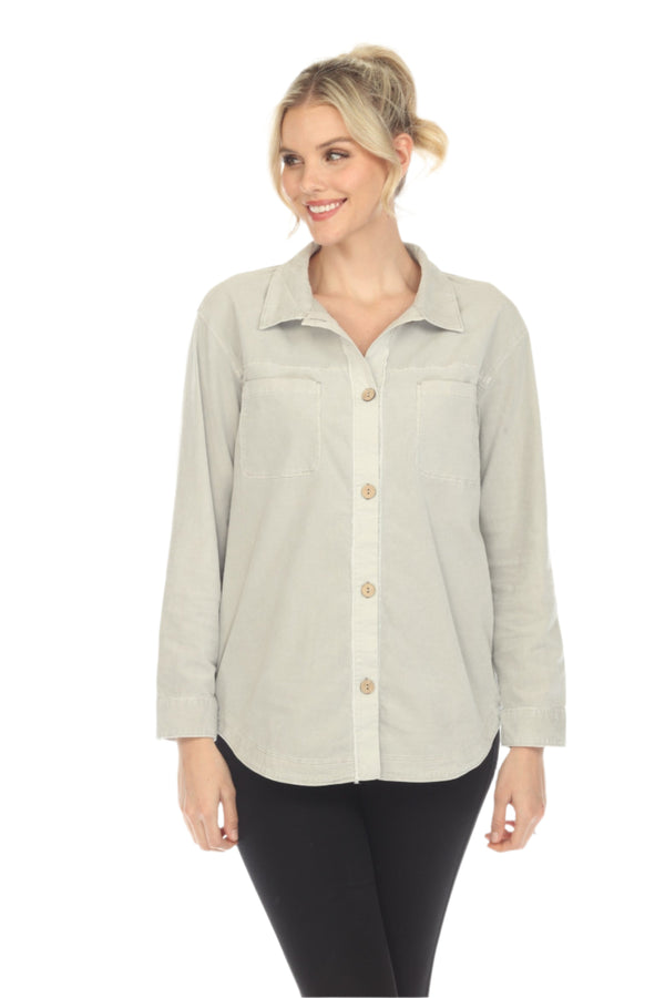 Classic Button Front Shirt in Micro Cord - 34520-DN