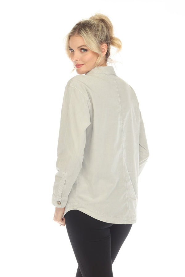 Classic Button Front Shirt in Micro Cord - 34520-DN