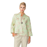 Metallic Floral Jacquard Asymmetric Jacket in Green Multi - 4678J