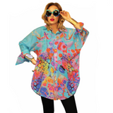 Dilemma Vital INSPIRED Silky Big Shirt in Multi - FRBS-323-VT