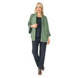 Faux Suede Relaxed Open Front Jacket in Green - 6916J - Sizes XL & XXL