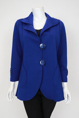 Techno Knit Sculpted Button Jacket in Royal Blue - 7509J-BLU