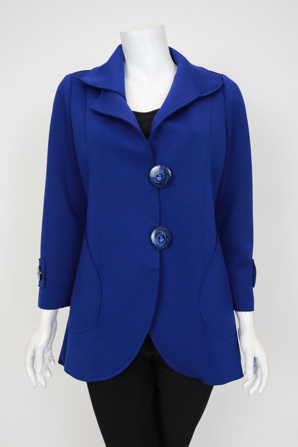 Techno Knit Sculpted Button Jacket in Royal Blue - 7509J-BLU
