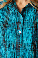 Habitat Crinkle Windowpane Tab Swing Shirt - PACIFIC - image 2