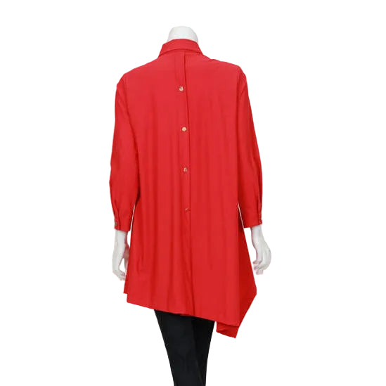 Long Asymmetric Tunic in Red - 7513B-RD - Size XXL Only!