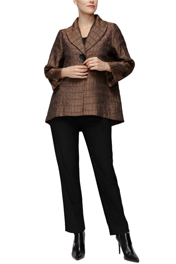 Textured Hi-Low Jacket in Brown - 7525J-BRN