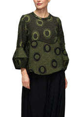 Circular Two-Tone Top in Olive Green - 7566T-GRN