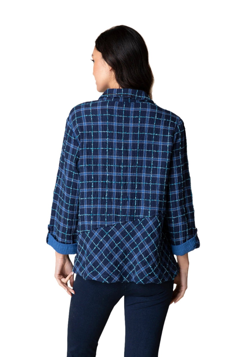 Habitat Double Faced Windowpane Pieced Tunic Shirt - 75915