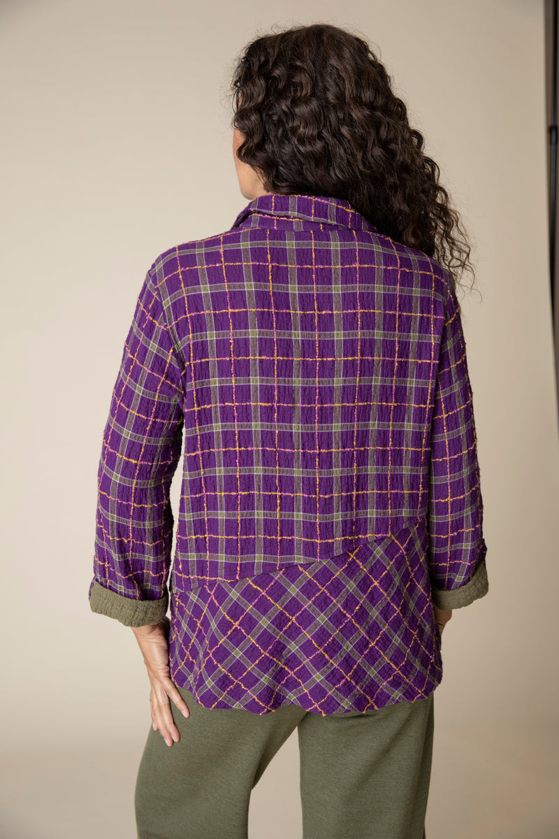 Habitat Double Faced Windowpane Pieced Tunic Shirt - 75915