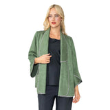 Faux Suede Relaxed Open Front Jacket in Green - 6916J - Sizes XL & XXL